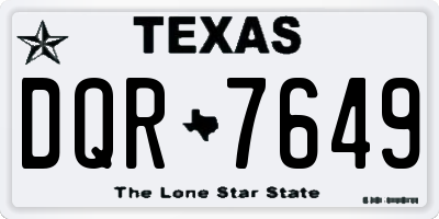 TX license plate DQR7649