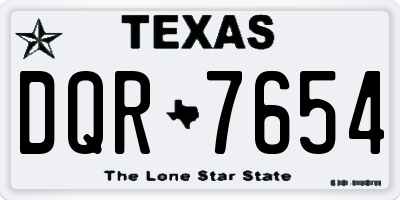TX license plate DQR7654