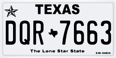 TX license plate DQR7663