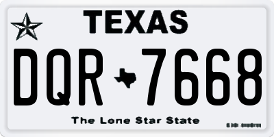 TX license plate DQR7668