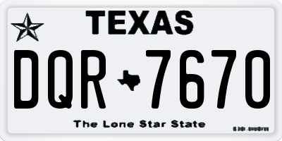 TX license plate DQR7670