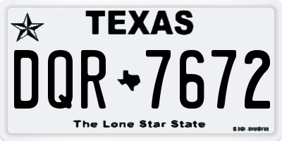 TX license plate DQR7672