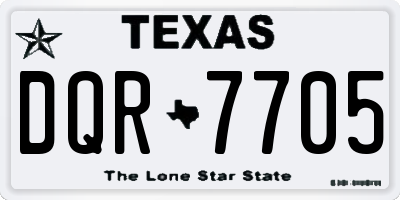 TX license plate DQR7705