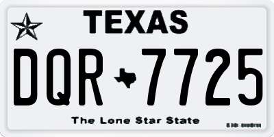 TX license plate DQR7725