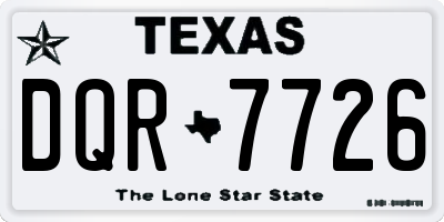 TX license plate DQR7726