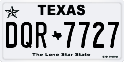 TX license plate DQR7727