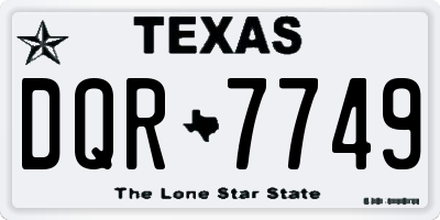 TX license plate DQR7749