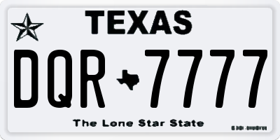 TX license plate DQR7777