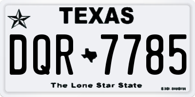 TX license plate DQR7785