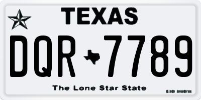 TX license plate DQR7789