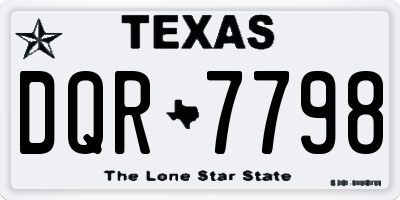 TX license plate DQR7798