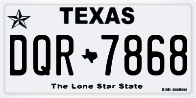 TX license plate DQR7868