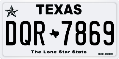 TX license plate DQR7869