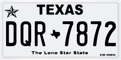 TX license plate DQR7872