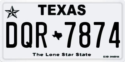 TX license plate DQR7874