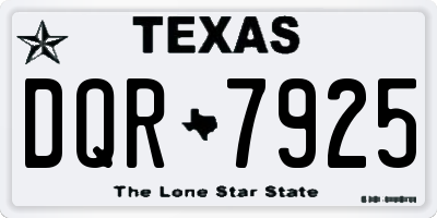 TX license plate DQR7925