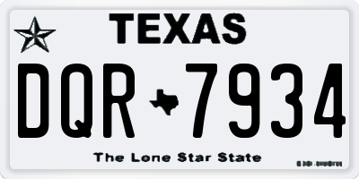 TX license plate DQR7934
