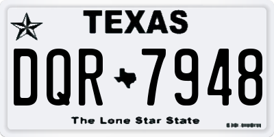 TX license plate DQR7948