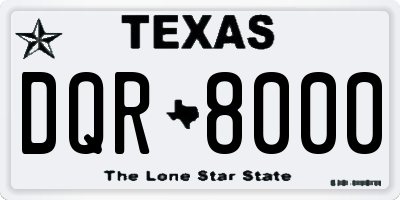 TX license plate DQR8000