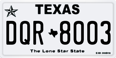 TX license plate DQR8003