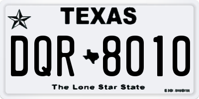 TX license plate DQR8010