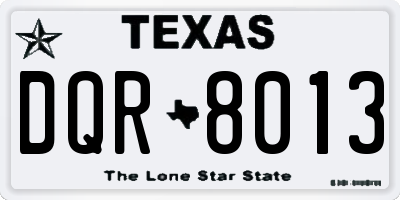 TX license plate DQR8013