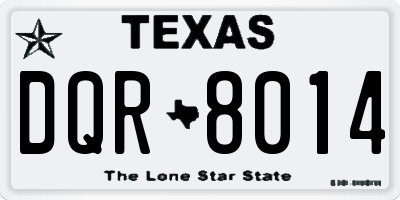 TX license plate DQR8014