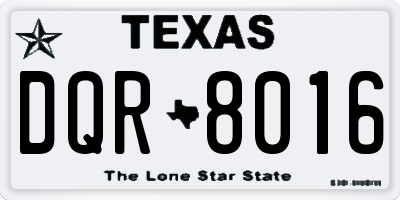 TX license plate DQR8016