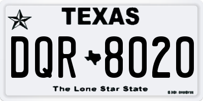 TX license plate DQR8020