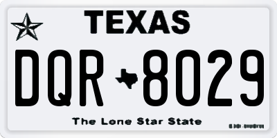 TX license plate DQR8029
