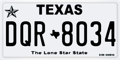 TX license plate DQR8034