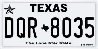 TX license plate DQR8035