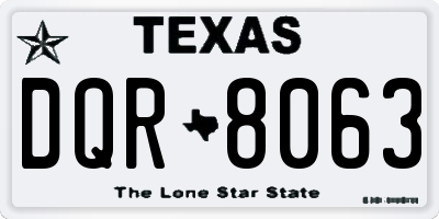 TX license plate DQR8063