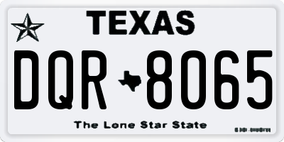 TX license plate DQR8065