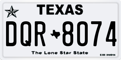 TX license plate DQR8074