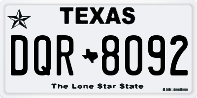 TX license plate DQR8092