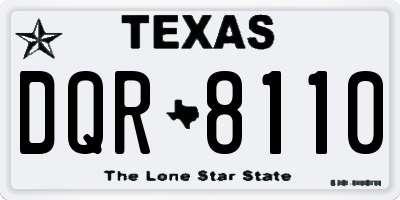 TX license plate DQR8110