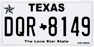 TX license plate DQR8149