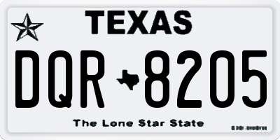 TX license plate DQR8205