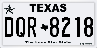 TX license plate DQR8218