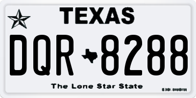 TX license plate DQR8288
