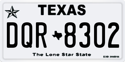 TX license plate DQR8302