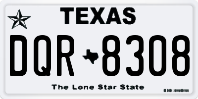 TX license plate DQR8308