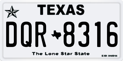 TX license plate DQR8316