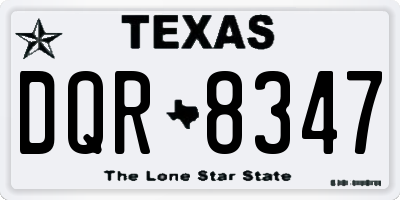 TX license plate DQR8347
