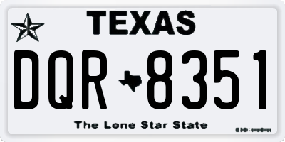 TX license plate DQR8351