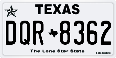 TX license plate DQR8362
