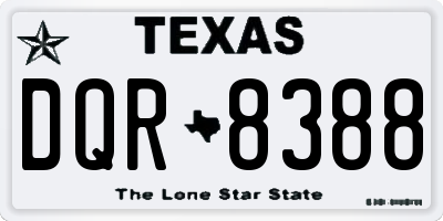 TX license plate DQR8388
