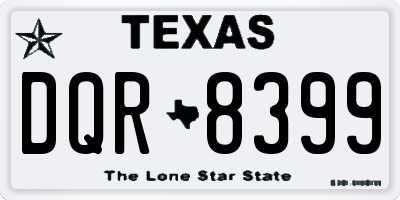 TX license plate DQR8399