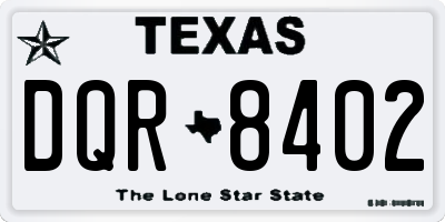 TX license plate DQR8402